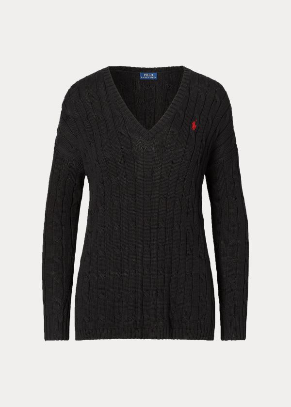 Women's Polo Ralph Lauren Cable-Knit Side-Slit Sweater | 381905VKN